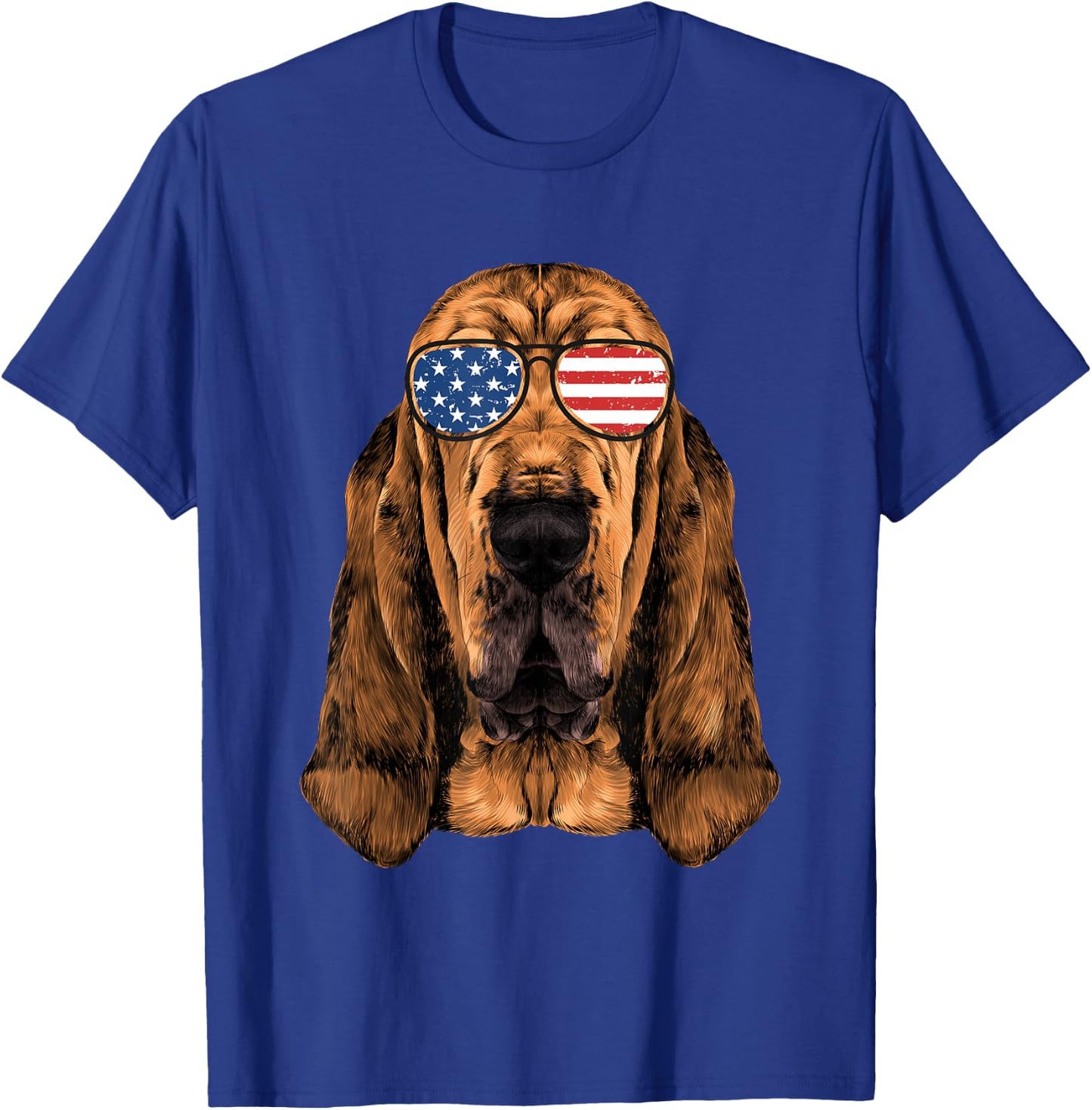 Bloodhound Shirt Men Women Kids American Flag Dog T-Shirt - T-Shirt | Royal