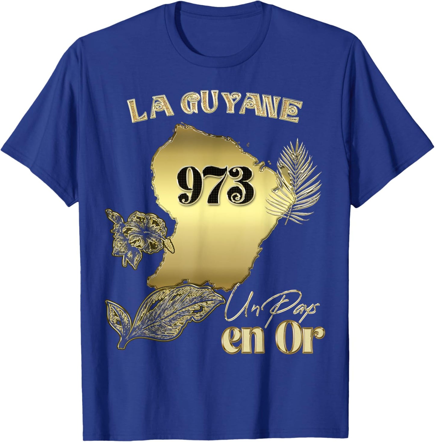 The Magnificent French Guiana 973 Country In Gold Creole , Black, S T-Shirt - T-Shirt | Royal