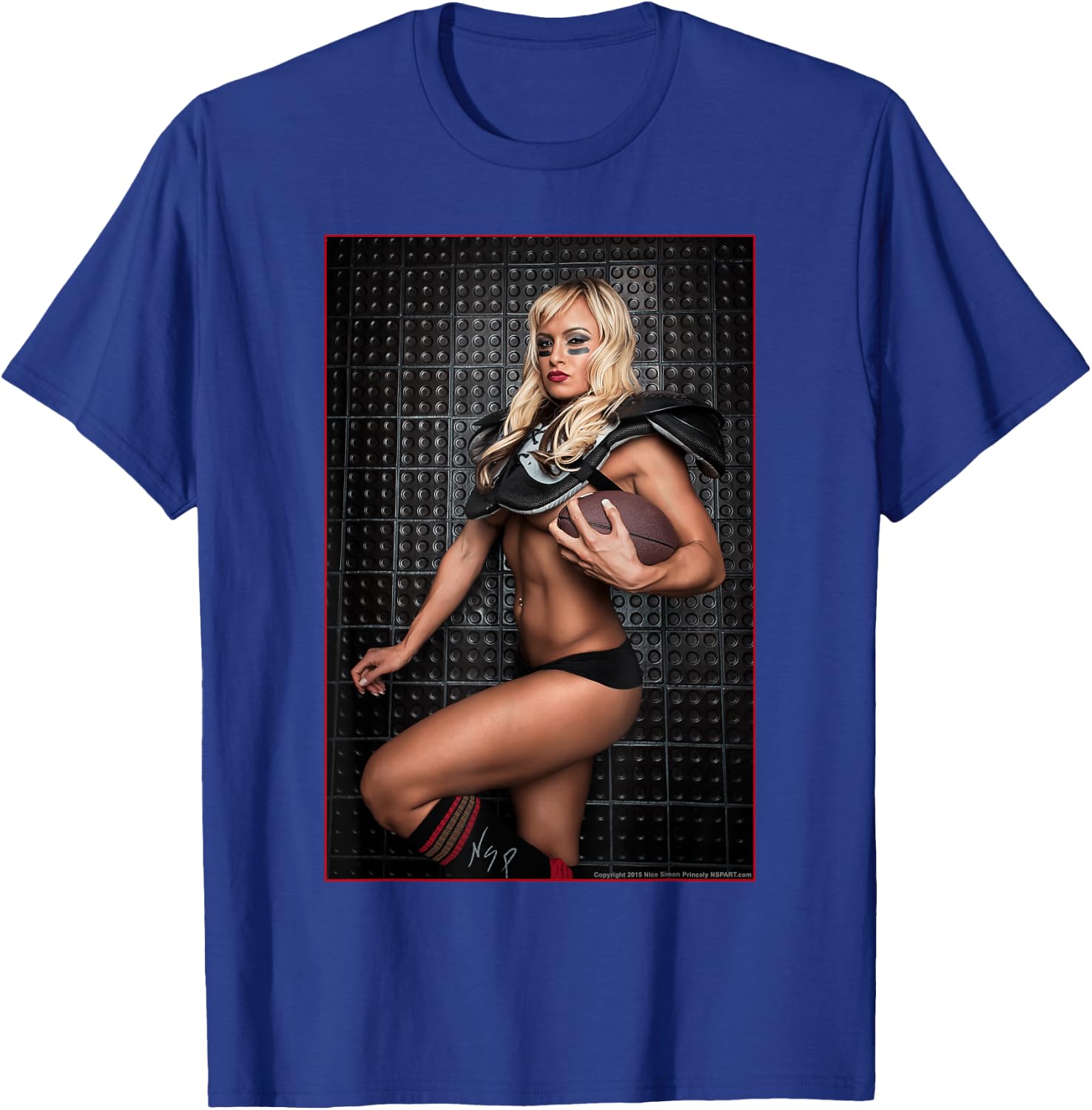 Pinup Girl T Shirt - Lauren Fogle Football Pin Up T-Shirt - T-Shirt | Royal