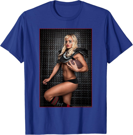 Pinup Girl T Shirt - Lauren Fogle Football Pin Up T-Shirt - T-Shirt | Royal