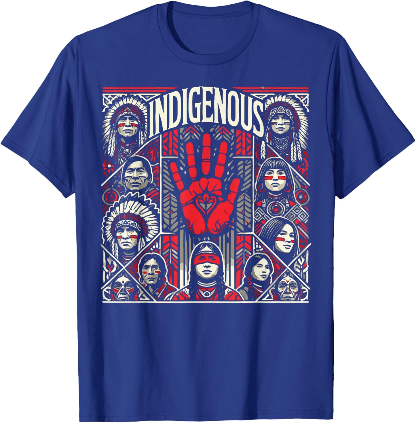 Native American Indigenous Red Hand Indian Blood Themed T-Shirt - T-Shirt | Royal
