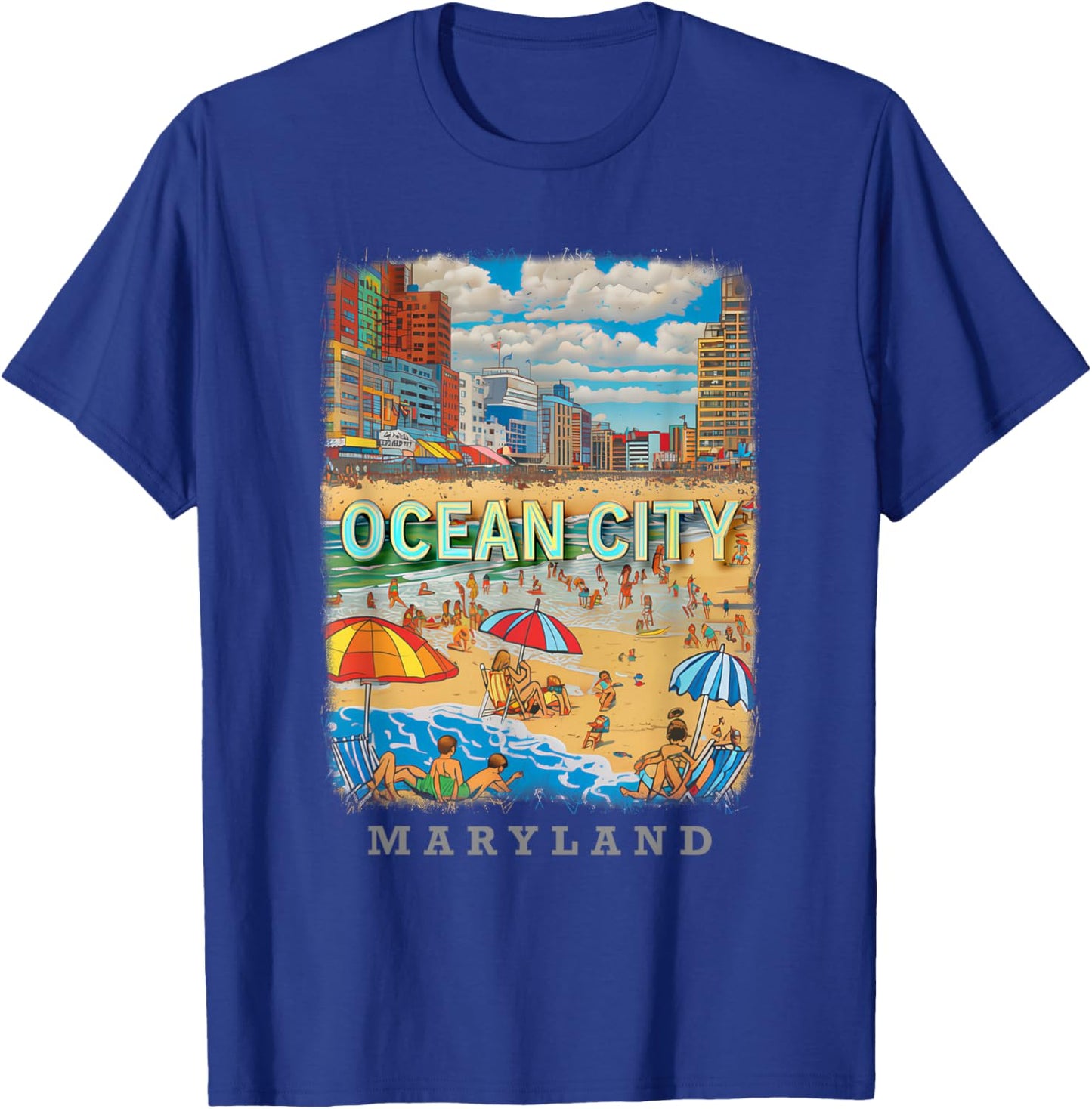 Ocean City Maryland MD Beachfront Bliss SD527 T-Shirt - T-Shirt | Royal