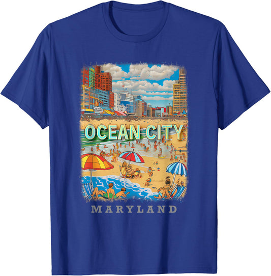 Ocean City Maryland MD Beachfront Bliss SD527 T-Shirt - T-Shirt | Royal