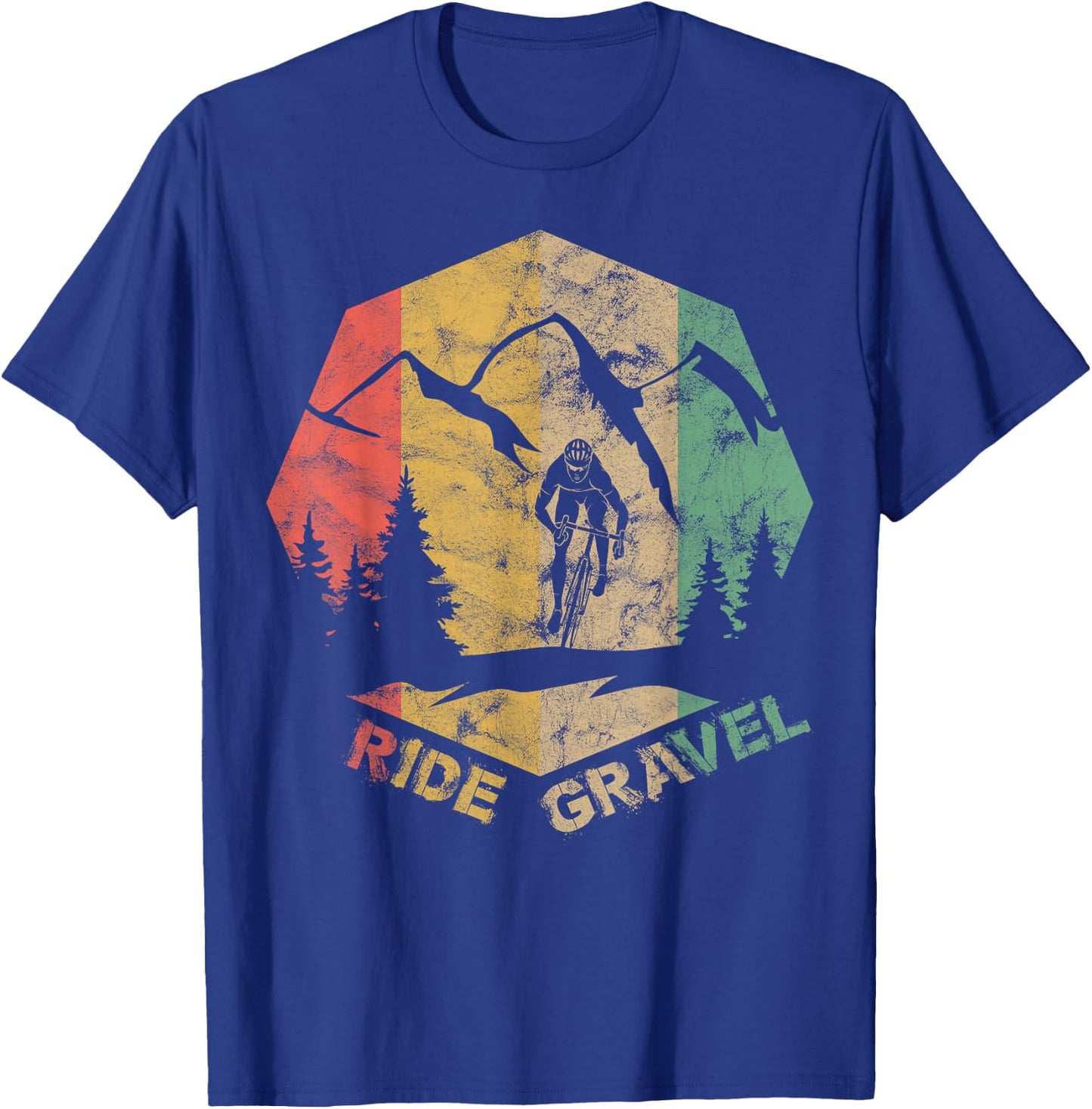 Vintage Gravel Bike Road Bike Ride Gravel Cyclocross Cyclist T-Shirt - T-Shirt | Royal