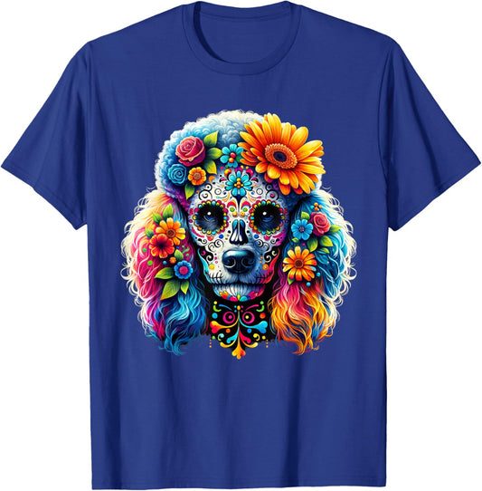 Cinco De Mayo Poodle Dog Sugar Skull Flower Women Kids T-Shirt - T-Shirt | Royal