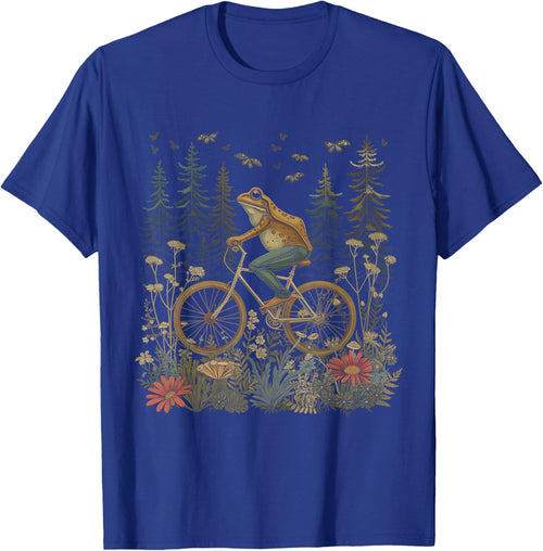 Frog Riding Bike Funny Cottagecore Aesthetic Wild Flower