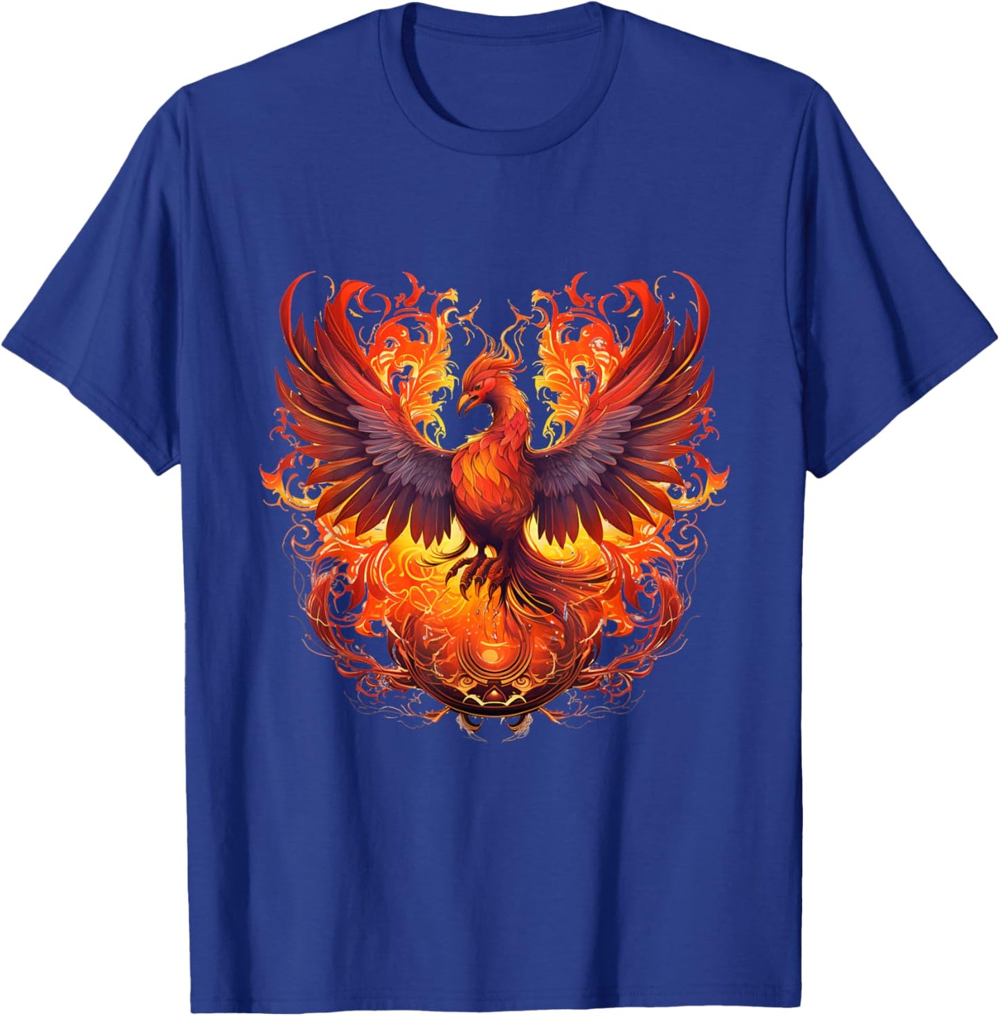 Phoenix Eagle Reborn New Beginning Flames Under Sun Symbolic T-Shirt - T-Shirt | Royal