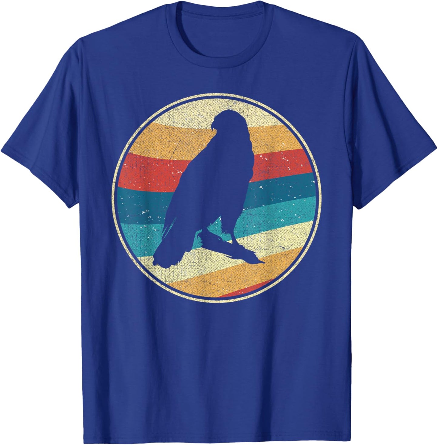 Vintage Hawk 80s 90s Retro Distressed Bird Nerds T-Shirt - T-Shirt | Royal