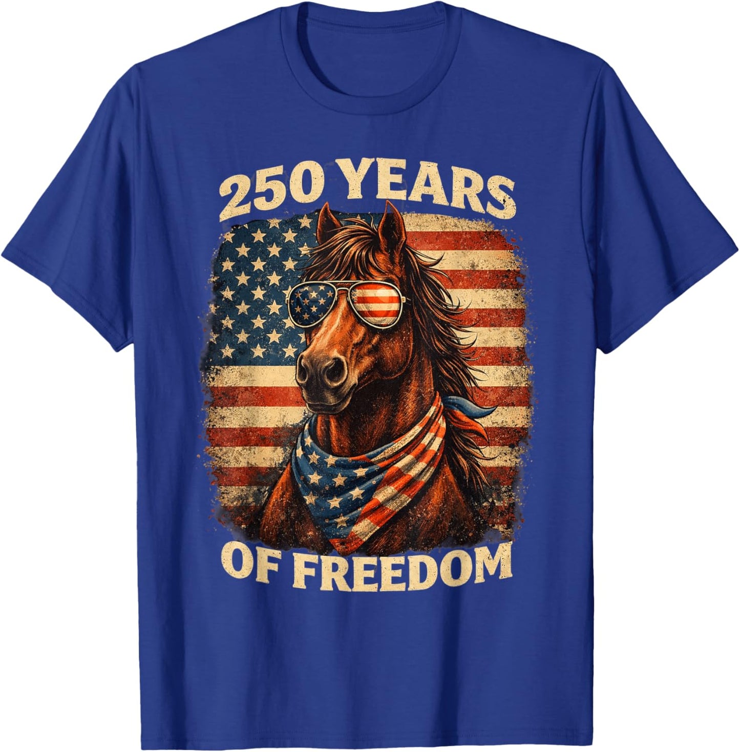 Horse 250Th Anniversary America 4th of July Horse T-Shirt - T-Shirt | Royal
