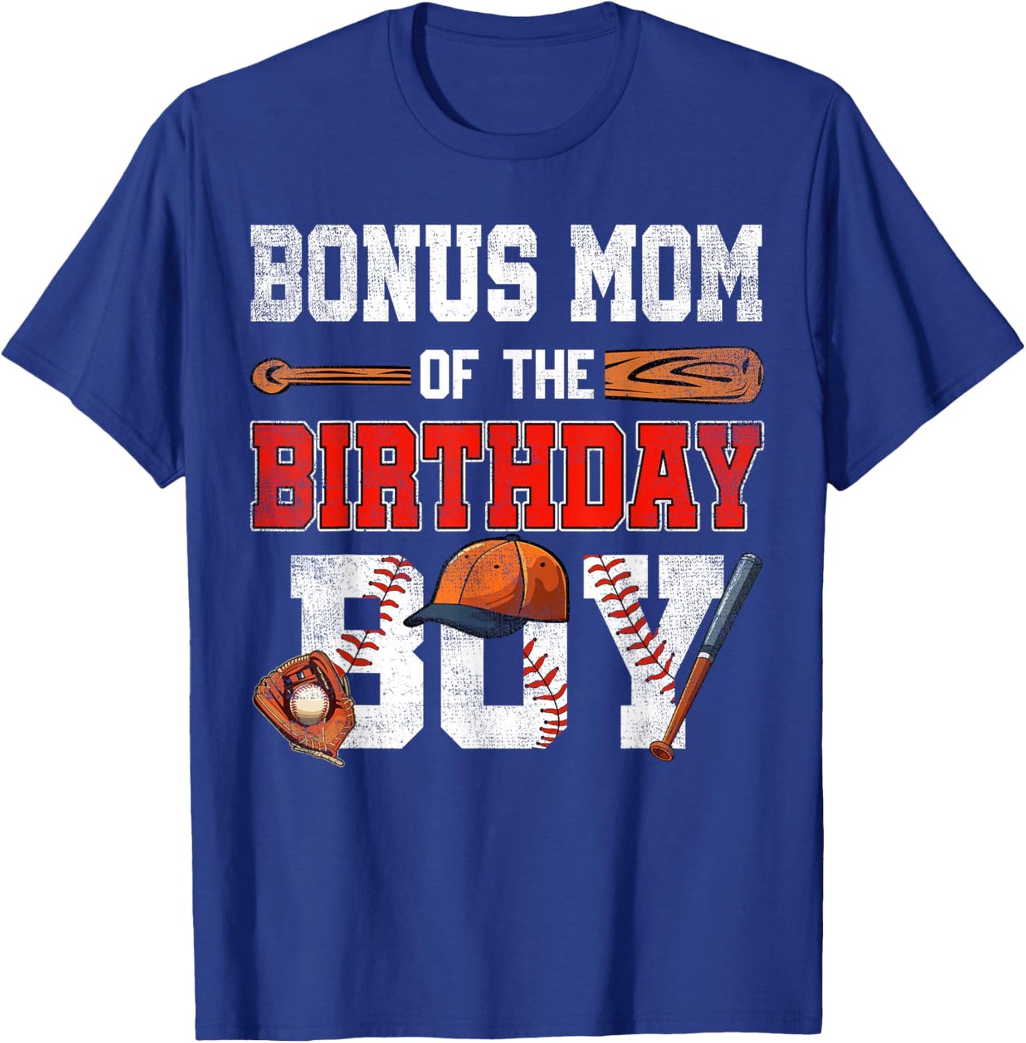 Bonus Mom Of The Birthday Boy Baseball Bday Family T-Shirt - T-Shirt | Royal