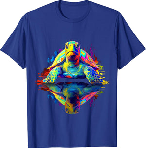 Turtle Abstract Art Animal Lover Colorful Graphic Turtle T-Shirt - T-Shirt | Royal