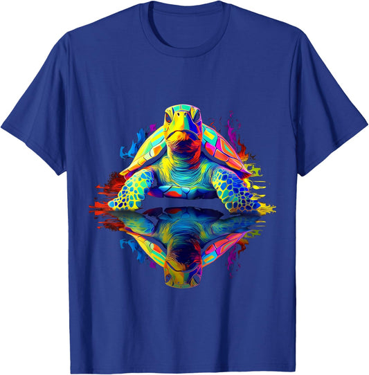Turtle Abstract Art Animal Lover Colorful Graphic Turtle T-Shirt - T-Shirt | Royal