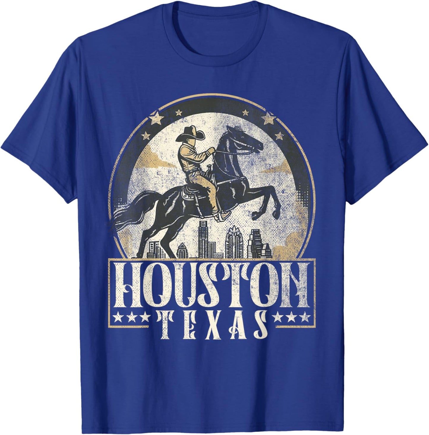 Houston Texas TX | cowboy skyline T-Shirt - T-Shirt | Royal