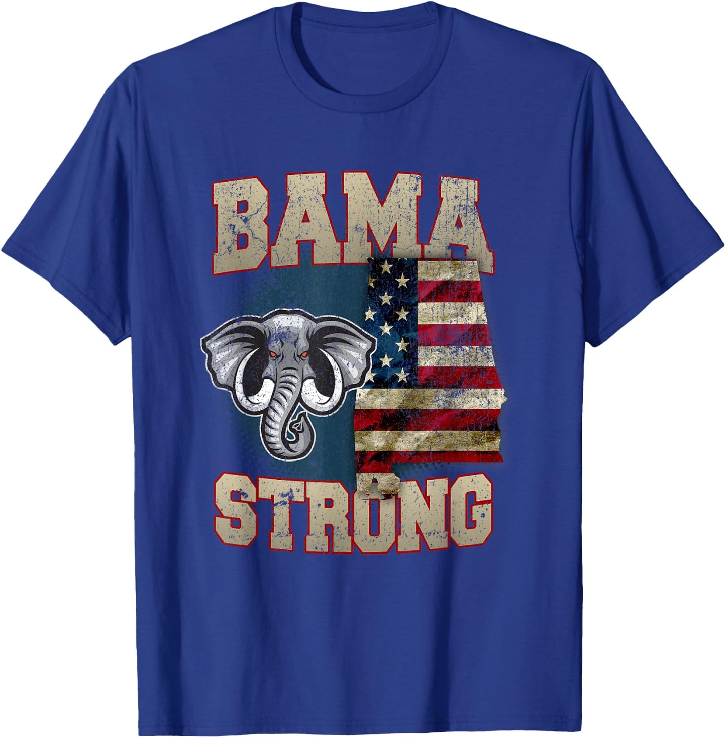 Bama Strong Alabama State With USA Flag Overlay T-Shirt - T-Shirt | Royal