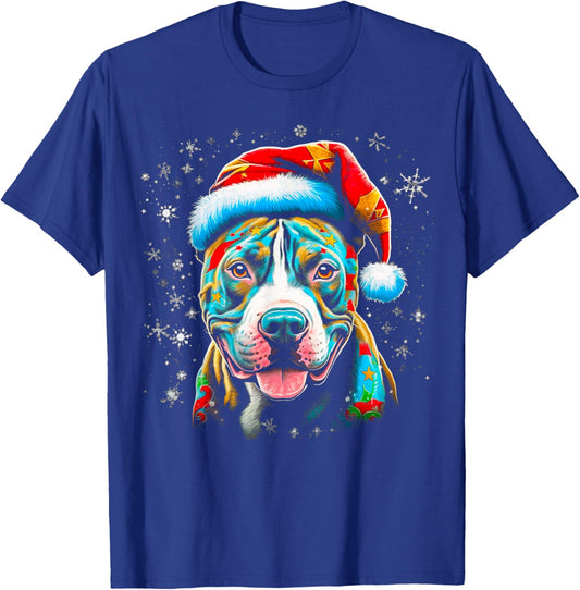 Pitbull Dog Christmas T-Shirt - T-Shirt | Royal