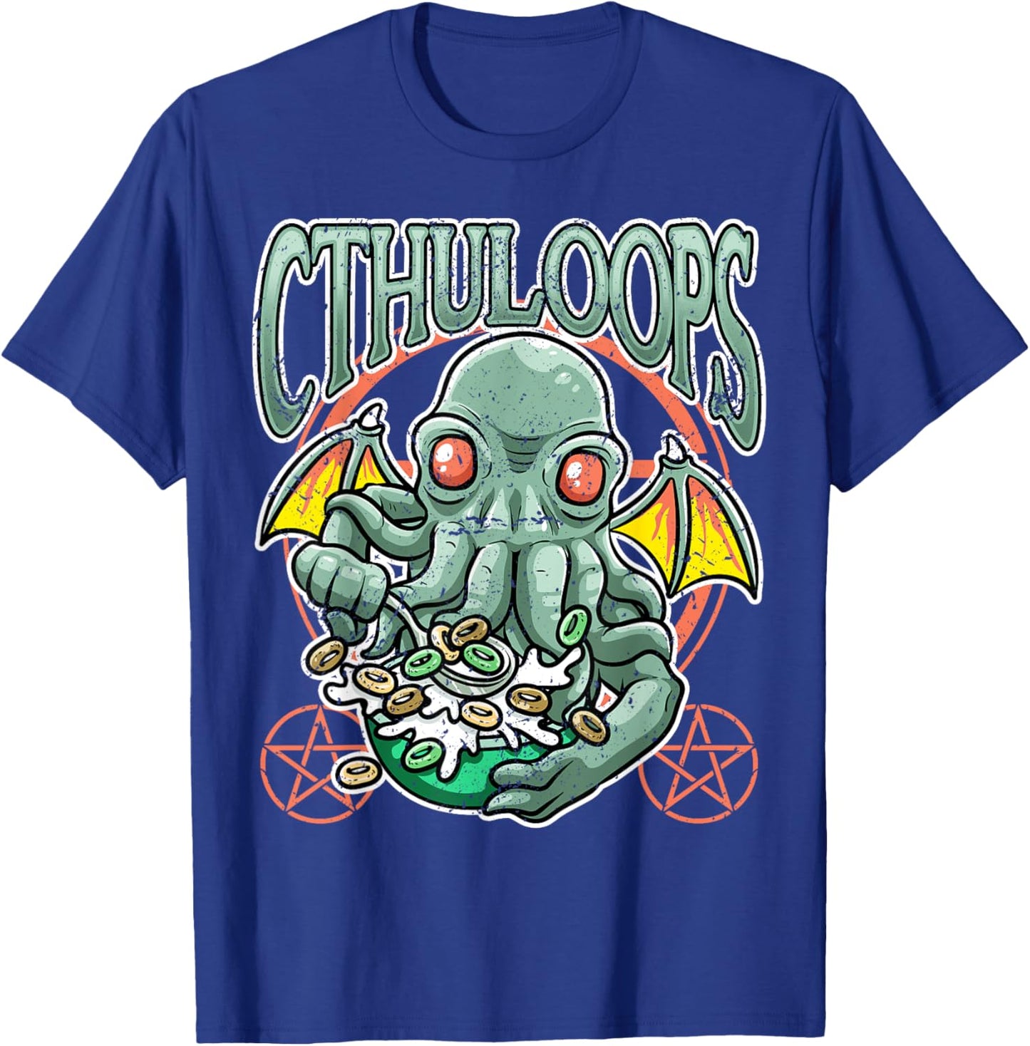 Cthuloops eating cereal Funny Cthulhu monster lover T-Shirt - T-Shirt | Royal