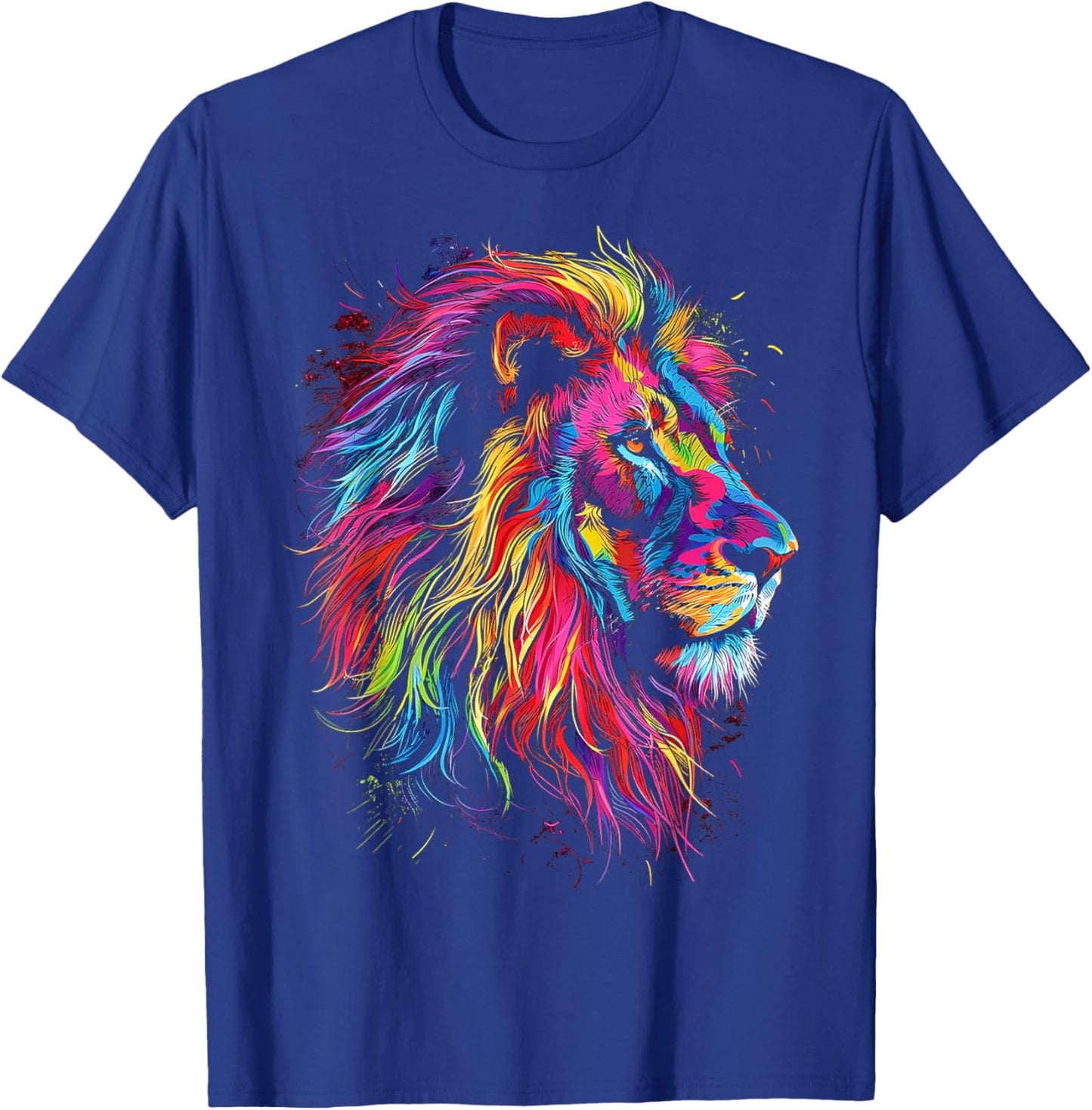 Lion Art Abstract Colorful Animal Graphic Lion T-Shirt - T-Shirt | Royal