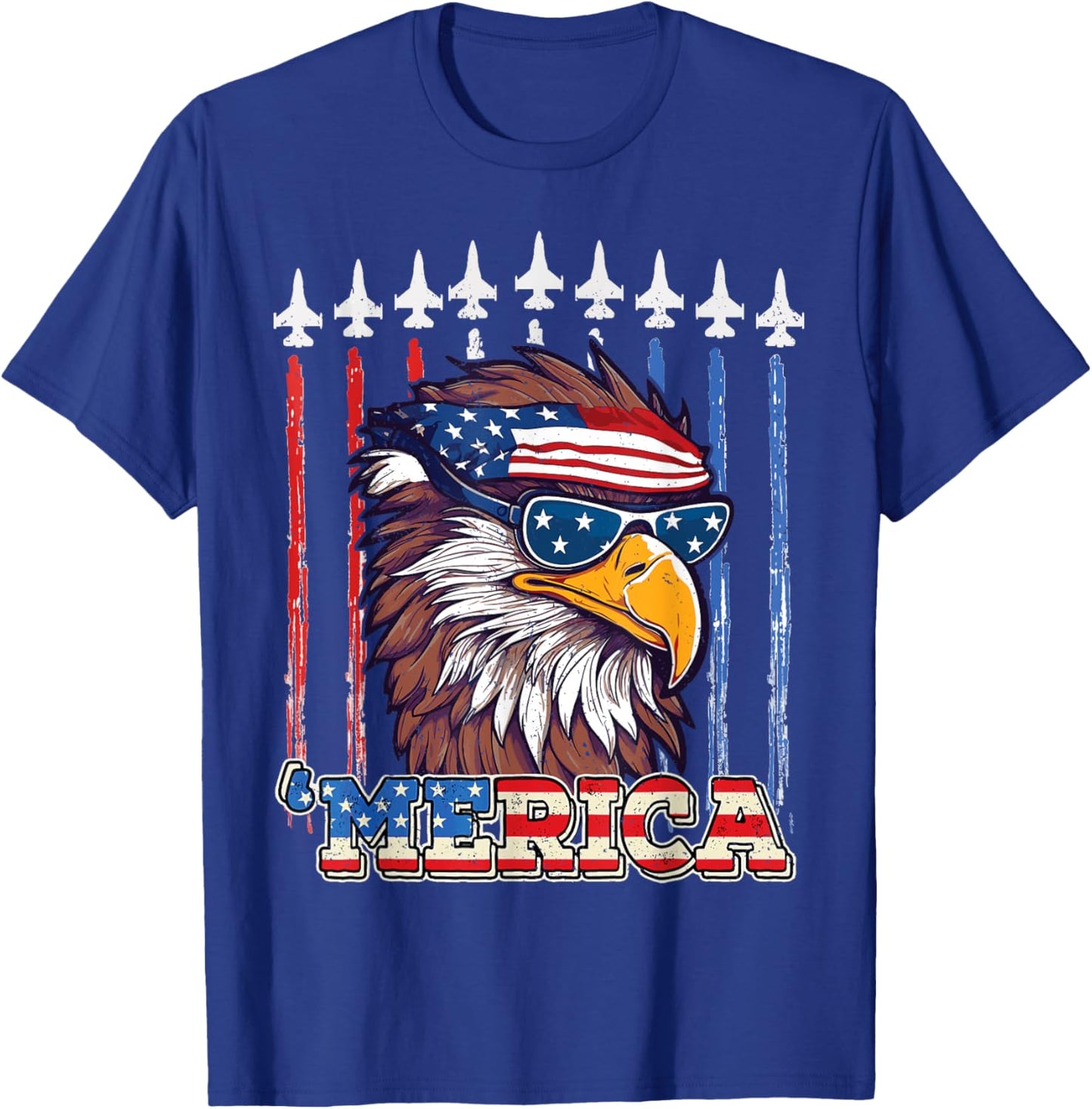 Merica Patriotic Eagle USA flag 4th of july Eagle mullet T-Shirt - T-Shirt | Royal