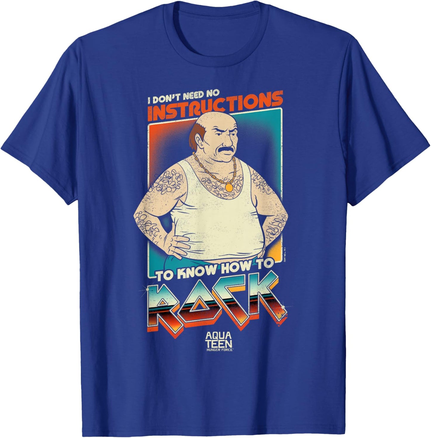 Aqua Teen Hunger Force Carl Don't Need Instructions to Rock Small T-Shirt - T-Shirt | Royal