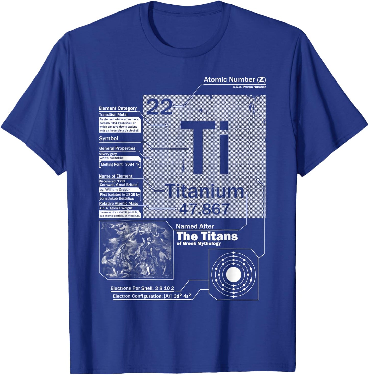 Titanium (Ti) Element | Atomic Number 22 Science T-Shirt - T-Shirt | Royal