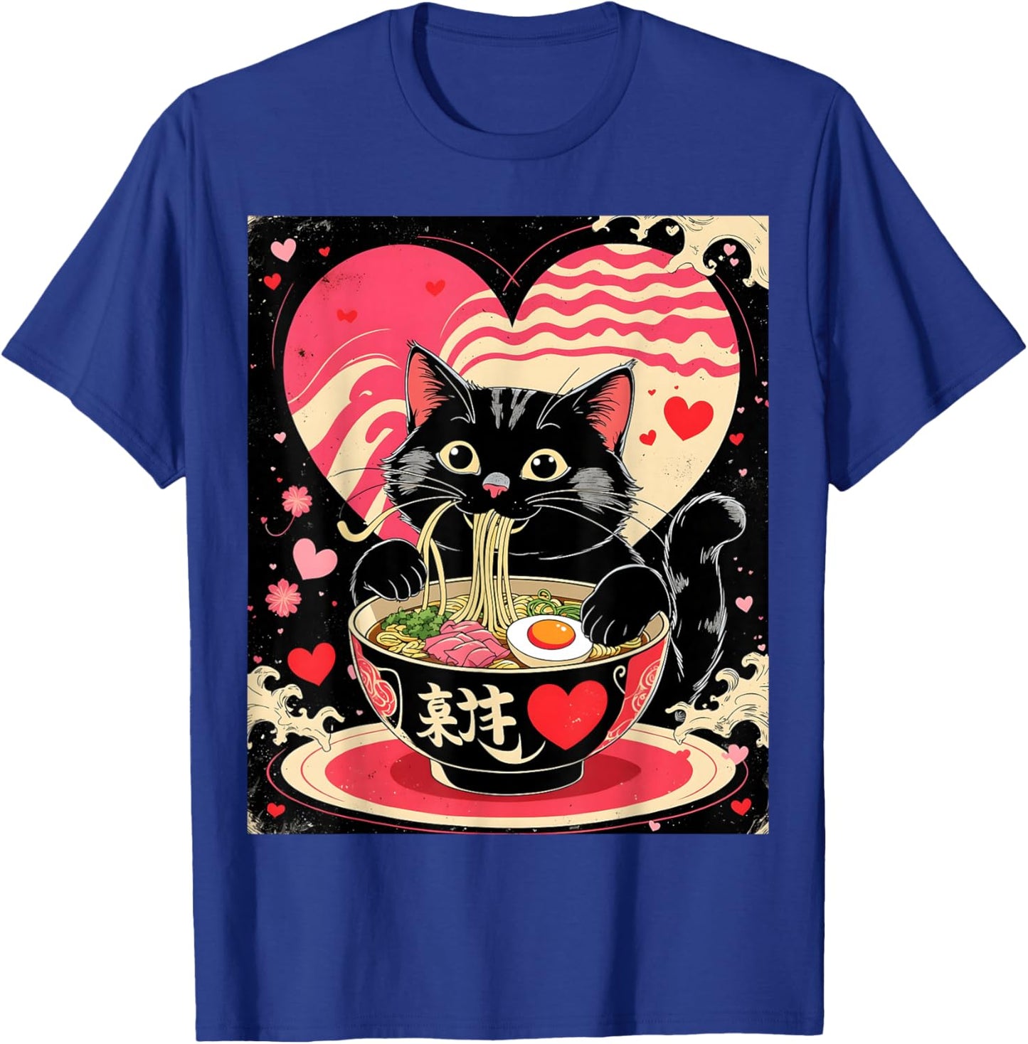 Kawaii Anime Cat Ramen Japanese Graphic Men Women Teens T-Shirt - T-Shirt | Royal