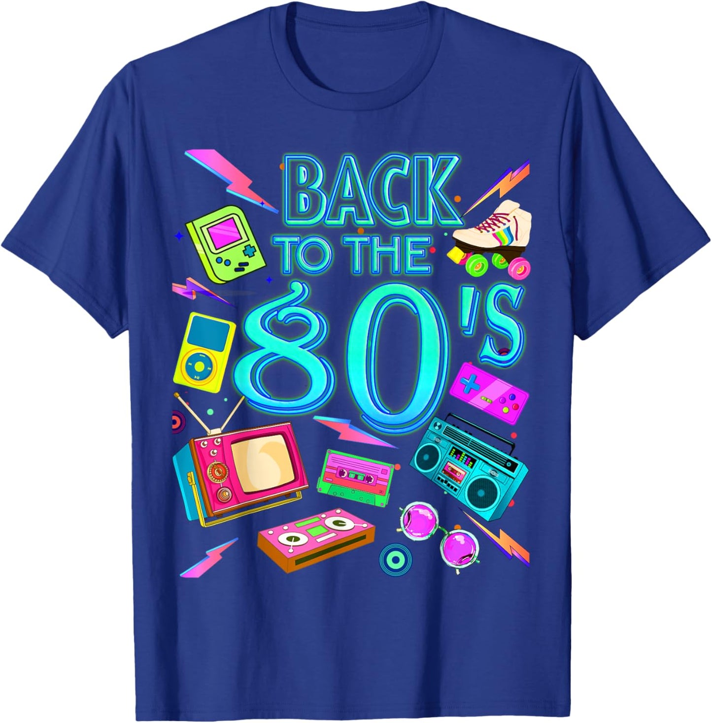 Men's Women's Kids Vintage Retro Back To 80's Graphic Design T-Shirt - T-Shirt | Royal