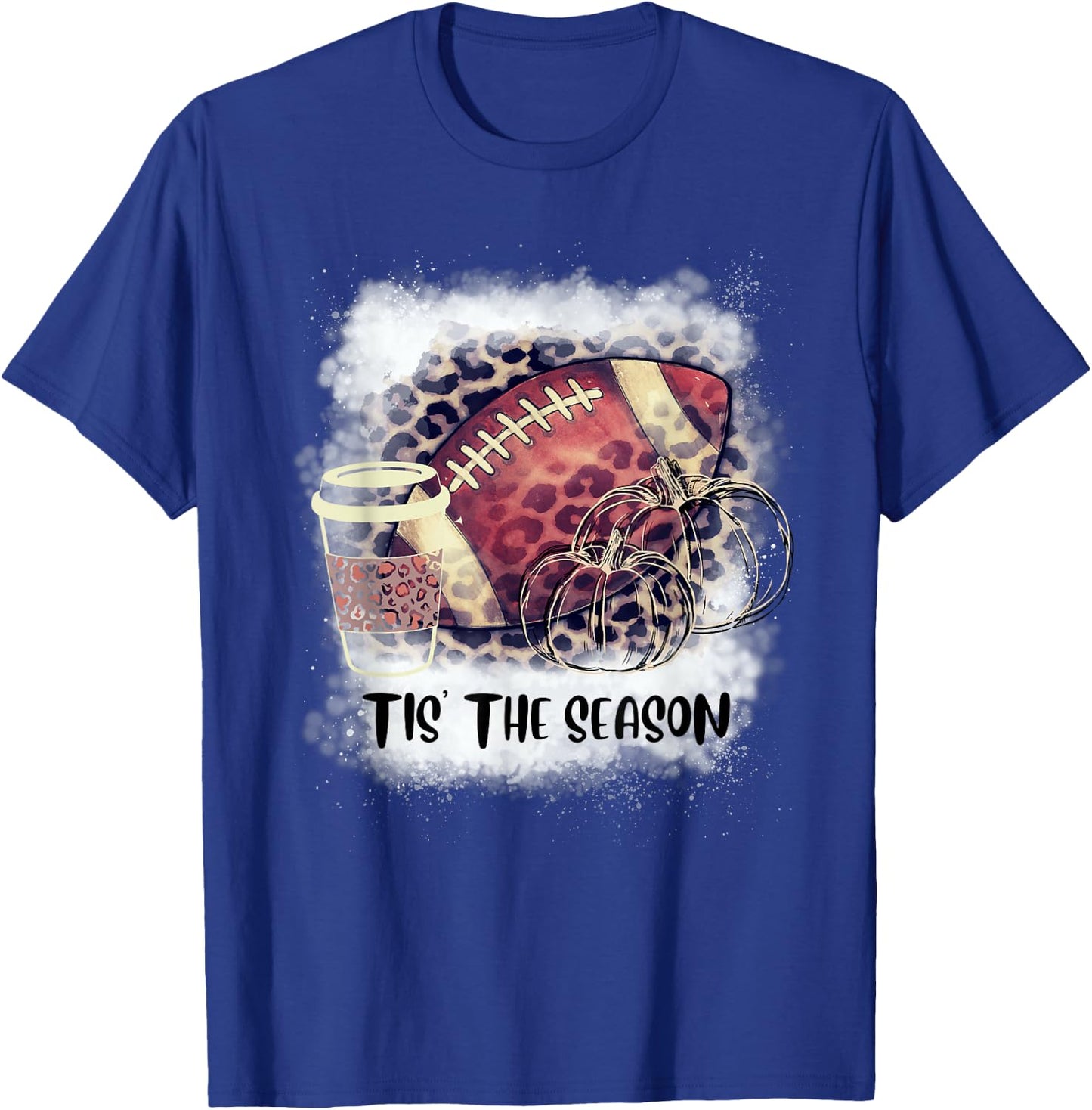 Tis the Season Fall Pumpkin Football Coffee T-Shirt - T-Shirt | Royal