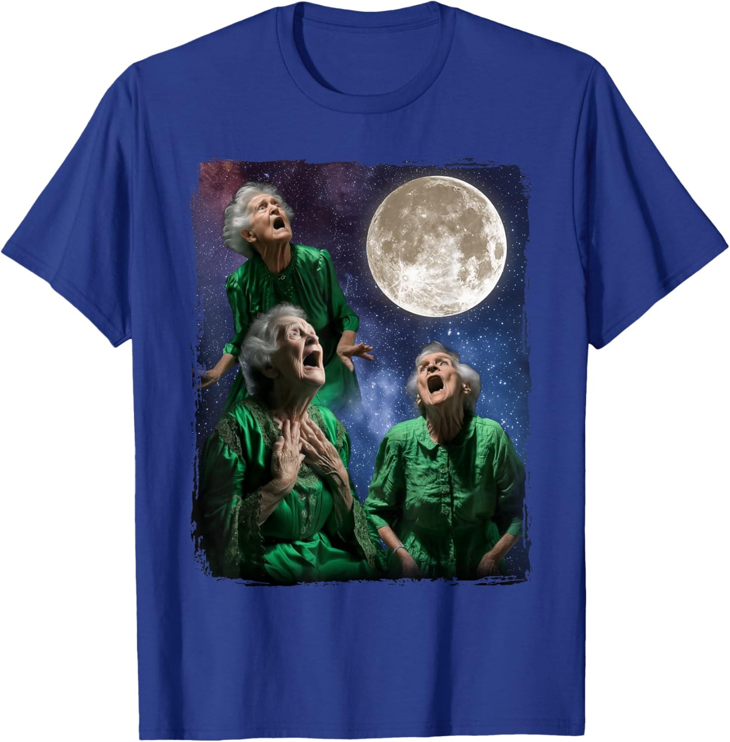 Grandma Howling At Moon Three Granny Moon T-Shirt - T-Shirt | Royal