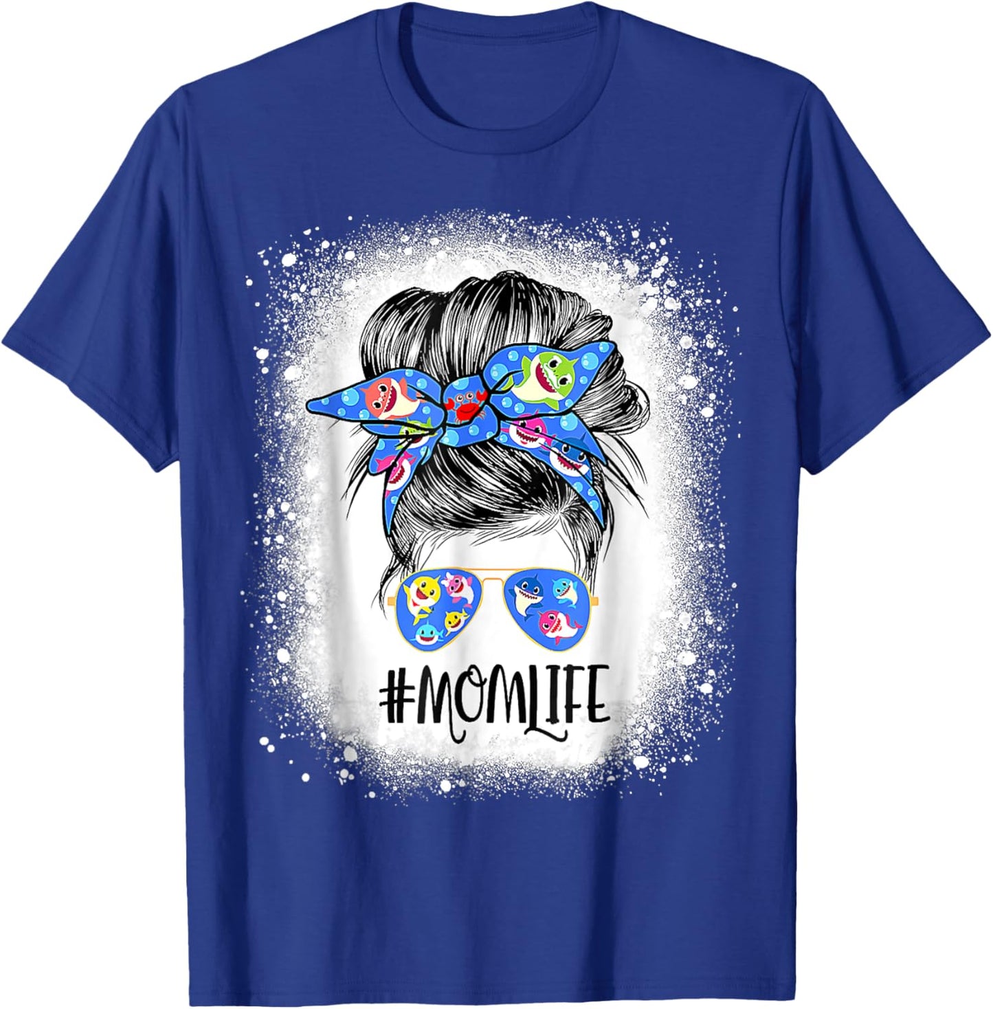 Mom Life Messy Bun Bleached Shark Mommy Mother's Day T-Shirt - T-Shirt | Royal