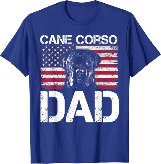 Vintage USA Cane Corso Dad Dog American Flag T-Shirt - T-Shirt | Royal