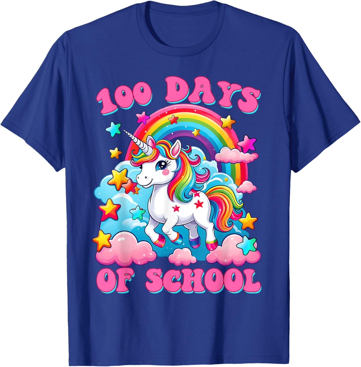 100 Days of School Unicorn Girls Cute 100th Day of School T-Shirt - T-Shirt | Royal