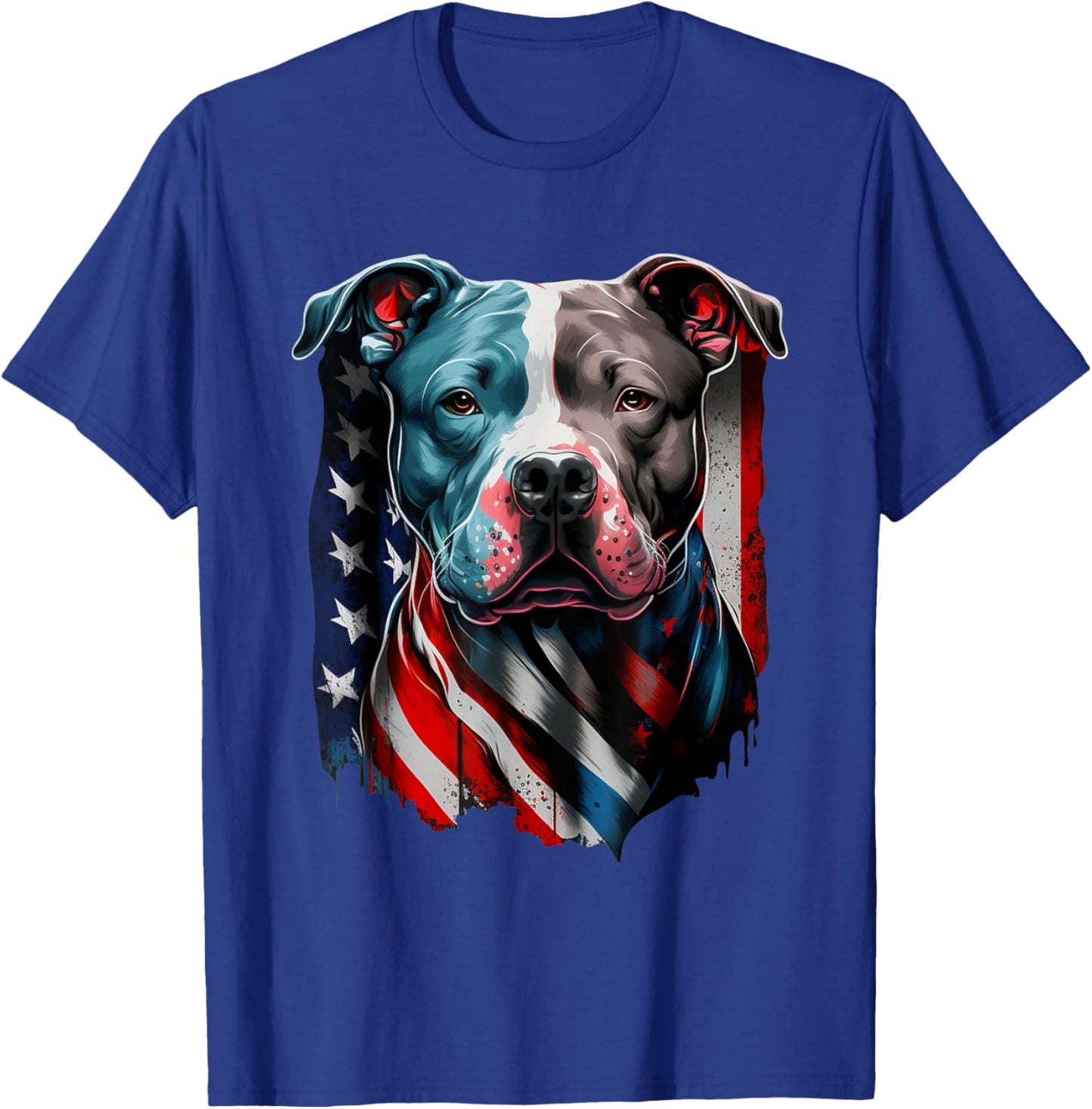 American Pitbull Terrier USA Flag Patriotic Dog T-Shirt - T-Shirt | Royal