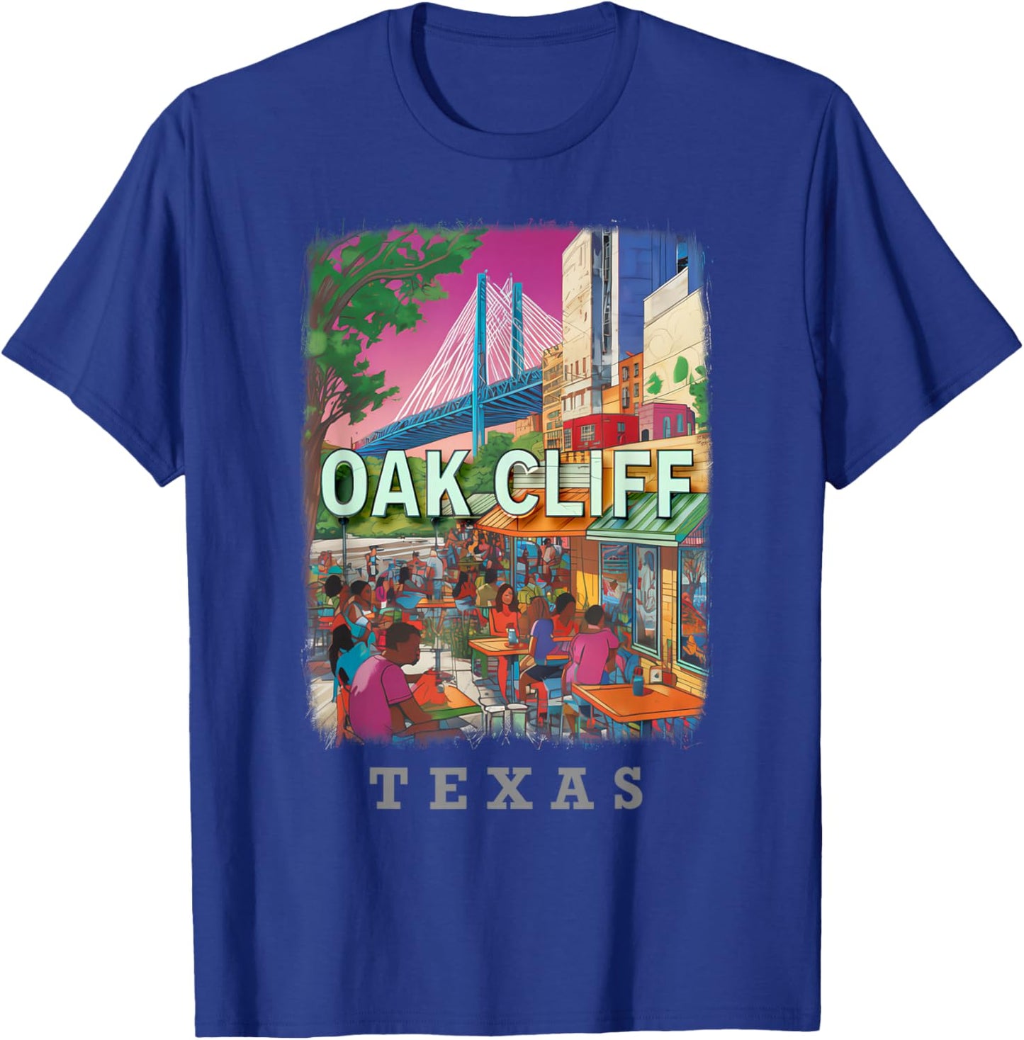 Oak Cliff Texas TX Vibrant Downtown SD539 T-Shirt - T-Shirt | Royal