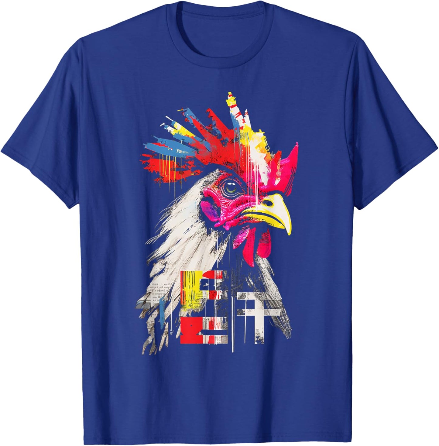 Chicken Colorful Text Drawing Animal Artwork Chicken T-Shirt - T-Shirt | Royal