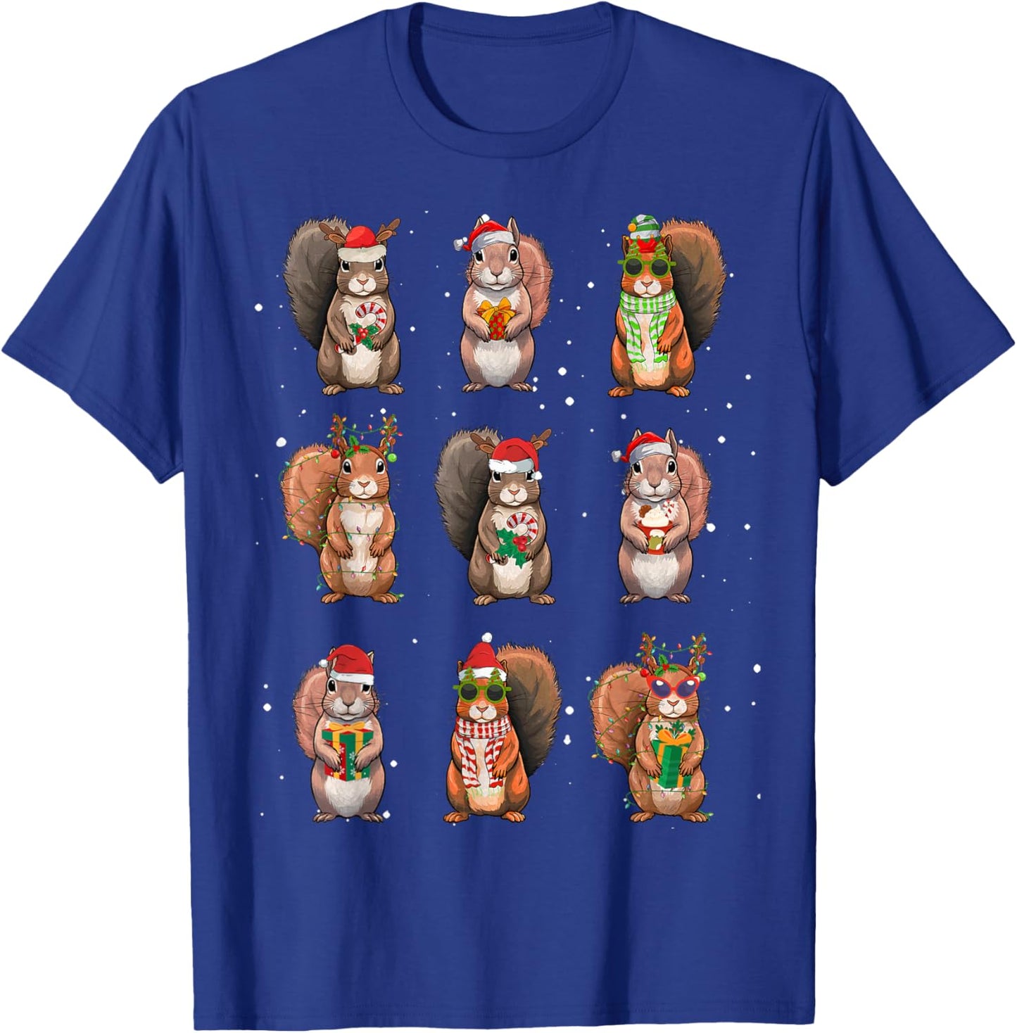 Squirrels Christmas Lights Decor Funny Squirrel Lover Pajama T-Shirt - T-Shirt | Royal
