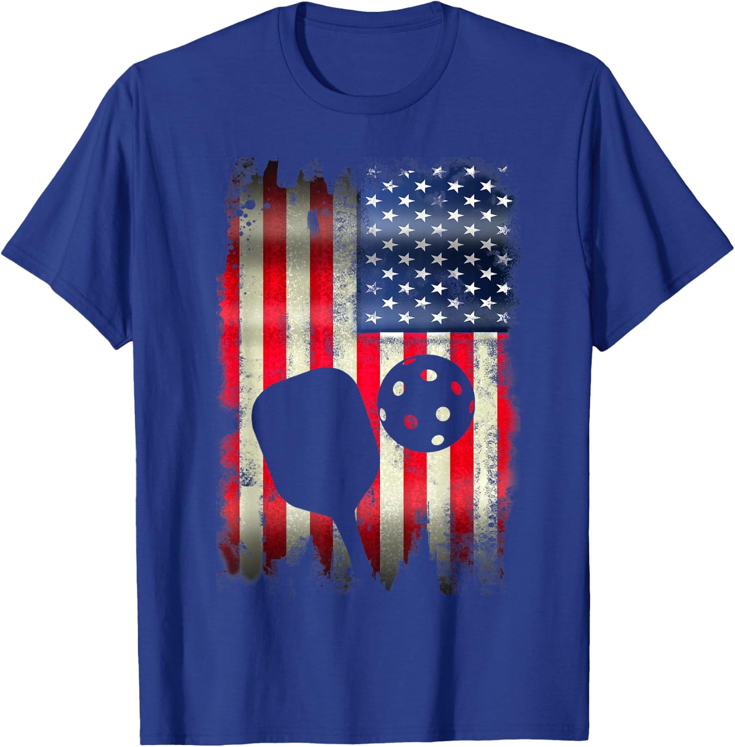 Pickleball Patriotic USA American Flag 4th of July T-Shirt - T-Shirt | Royal