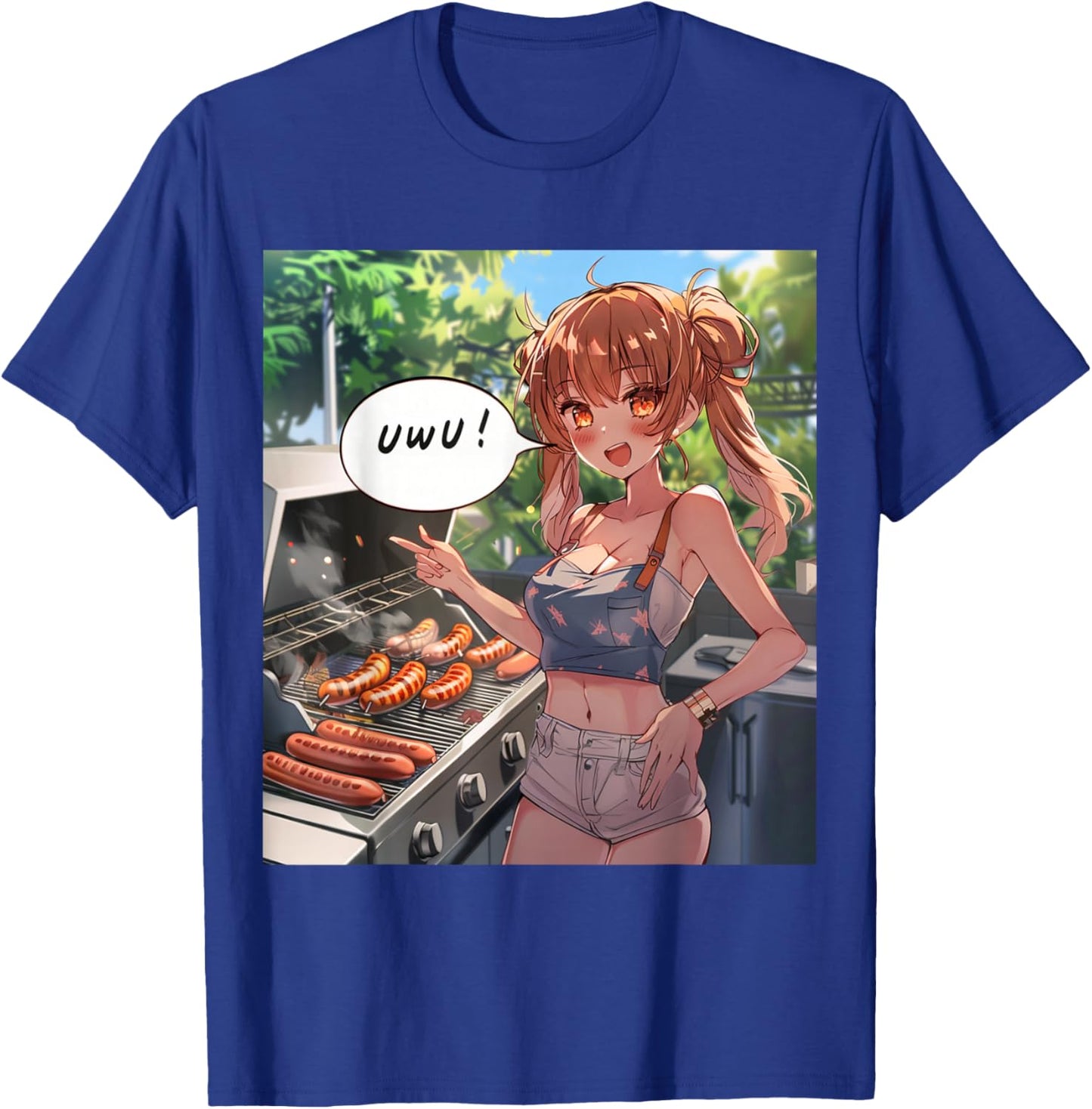UwU Grill Party Anime Front Print T-Shirt - T-Shirt | Royal