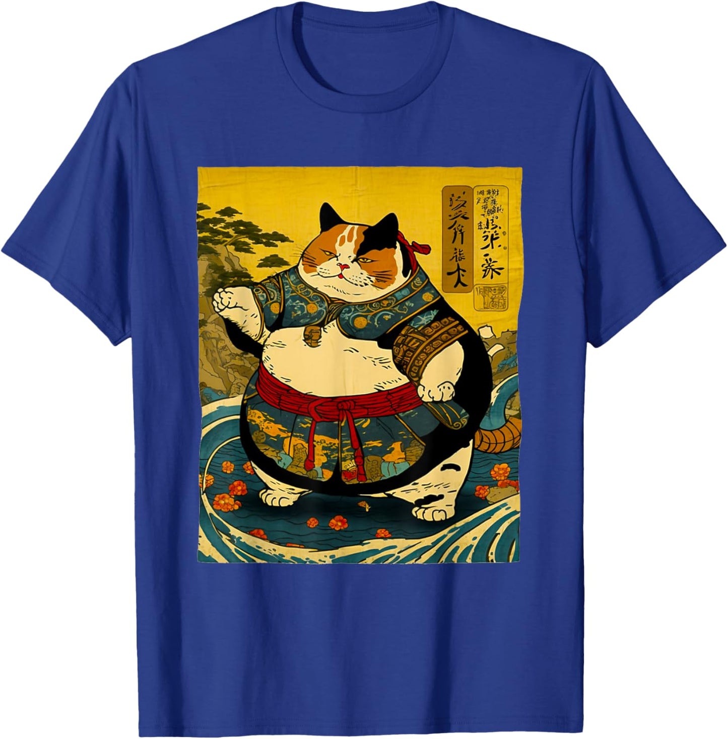 Japanese Art Cat Ninja Sumo Cat Anime Wrestler Cat Men Women T-Shirt - T-Shirt | Royal