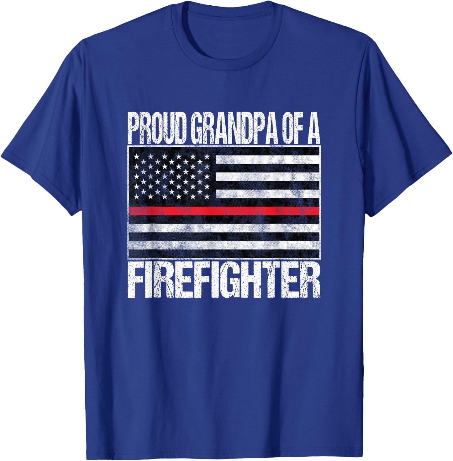 Proud Grandpa of a Firefighter Fireman Support Red Line Flag T-Shirt - T-Shirt | Royal