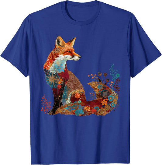 Fox Floral Cottagecore Fairycore Aesthetic Artistic Cute T-Shirt - T-Shirt | Royal
