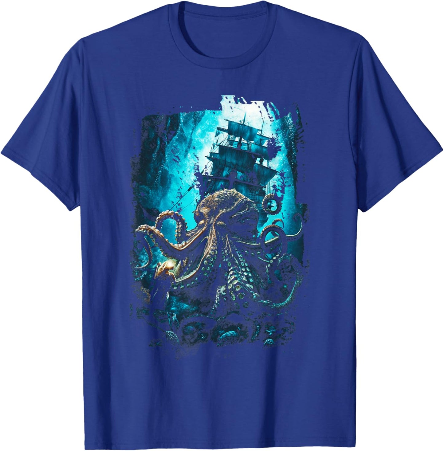 Giant Octopus Pirate Ship Vintage Kraken Sailing Squid T-Shirt - T-Shirt | Royal