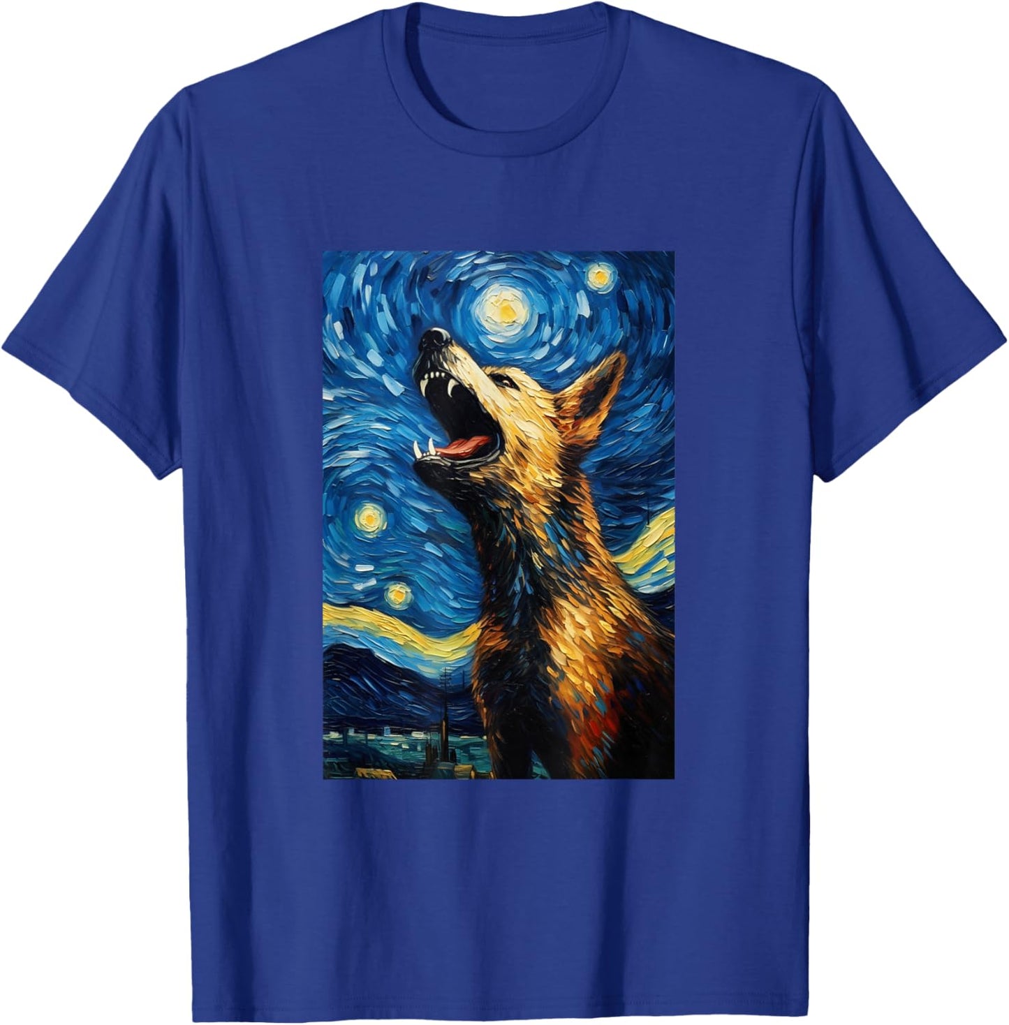 German Shepherd Dog Doggy - Van Gogh Style - Starry Night T-Shirt - T-Shirt | Royal