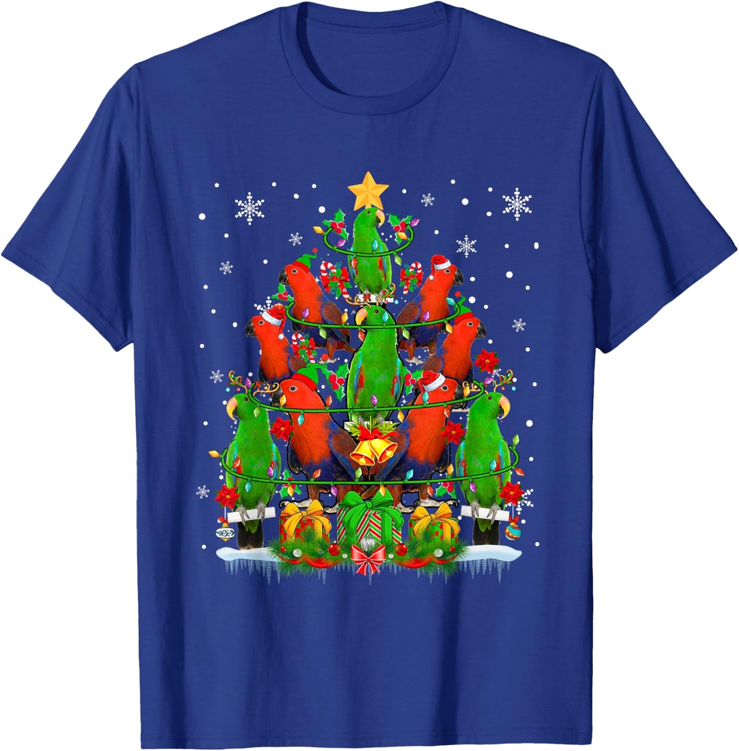 Santa Reindeer Elf Eclectus Parrots Christmas Tree Lover T-Shirt - T-Shirt | Royal