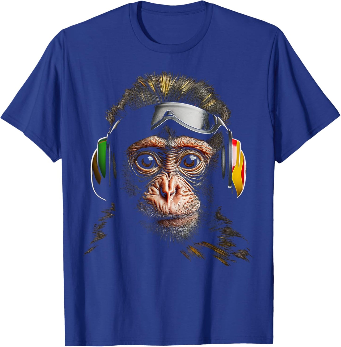 Monkey Headphone Animal Sunglass Art Monkey T-Shirt - T-Shirt | Royal
