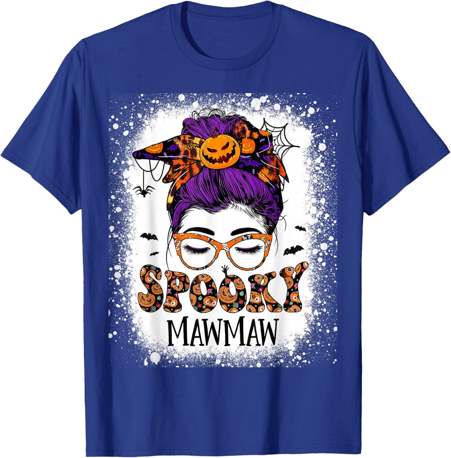 Spooky Mawmaw Costume Women Halloween Messy Bun Witch T-Shirt - T-Shirt | Royal