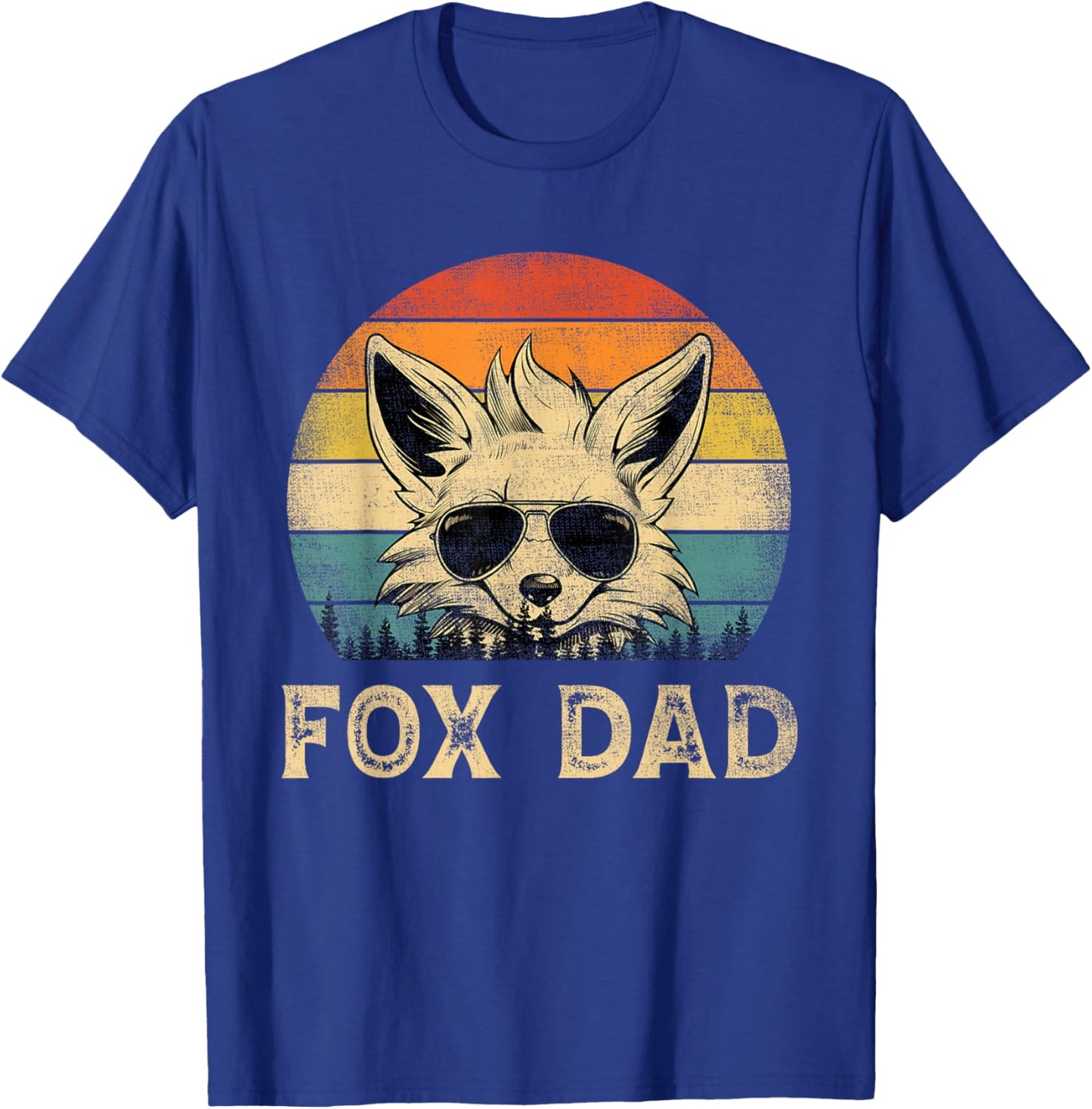 Vintage Fox Dad Fox Lovers Daddy Father's Day T-Shirt - T-Shirt | Royal