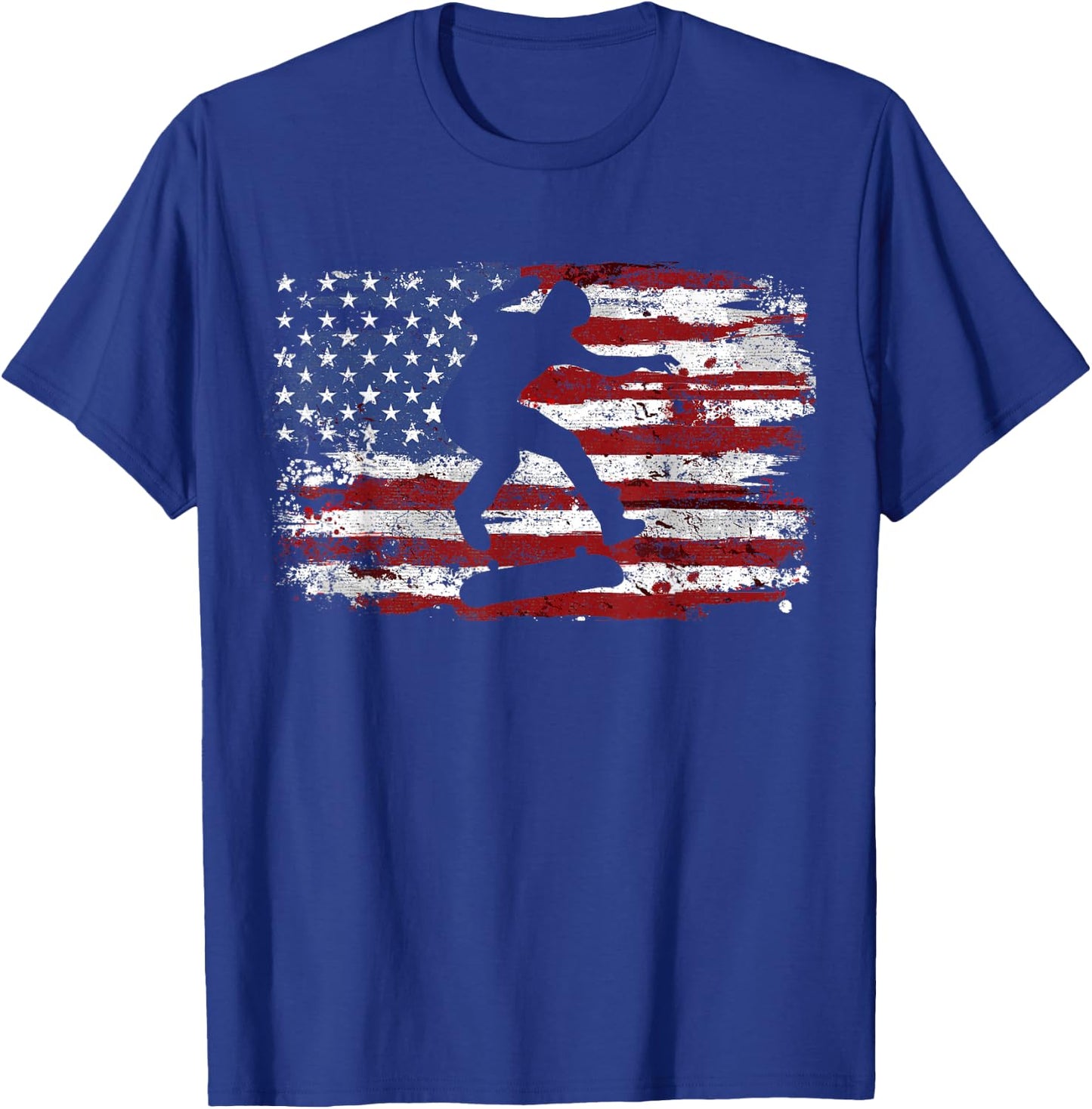 Skateboard Vintage USA Flag T-Shirt - T-Shirt | Royal