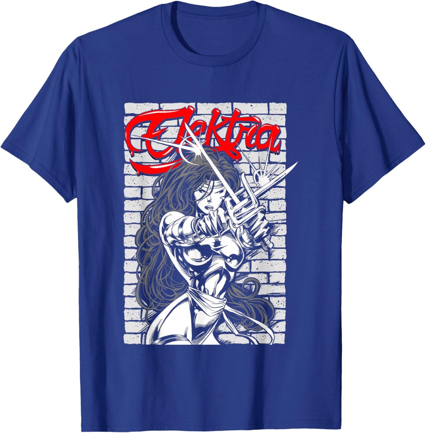 Marvel Comics Retro Classic Elektra Crossed Sai Swords T-Shirt - T-Shirt | Royal