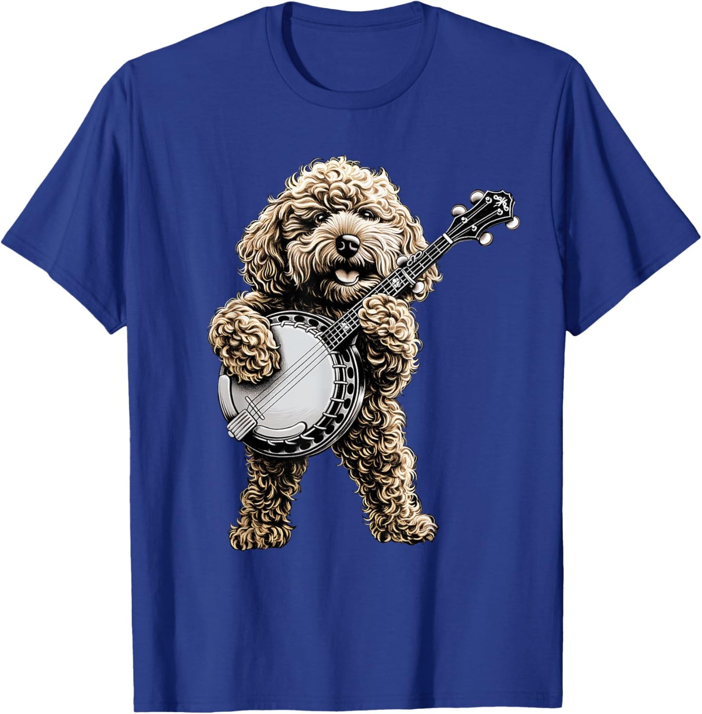 Golden Doodle Goldendoodle Dog Bluegrass Banjo Player T-Shirt - T-Shirt | Royal