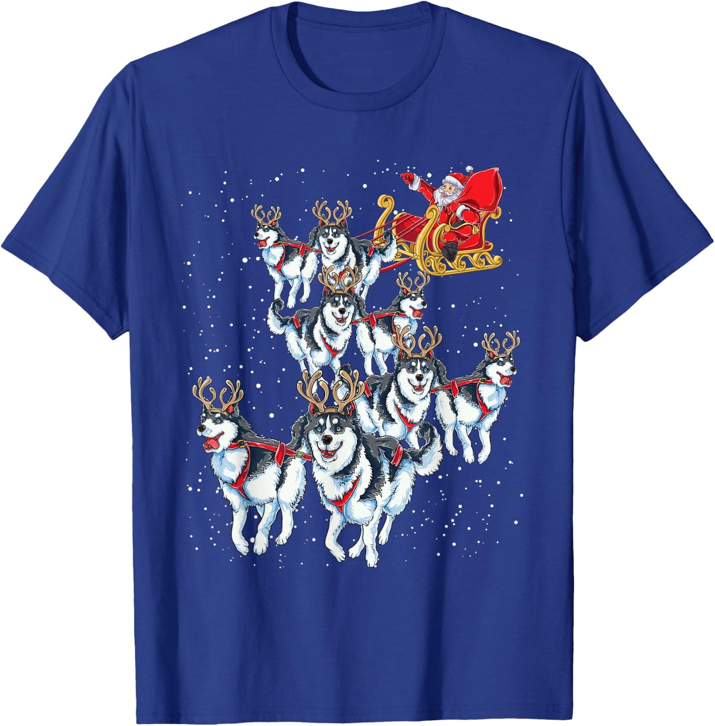 Funny Santa Sleigh with Husky Reindeer - Christmas Dog Women Kids T-Shirt - T-Shirt | Royal